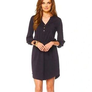 Lilly Pulitzer Beckett Shirt Dress XXS Black Long Sleeve Elastic Waist Women's